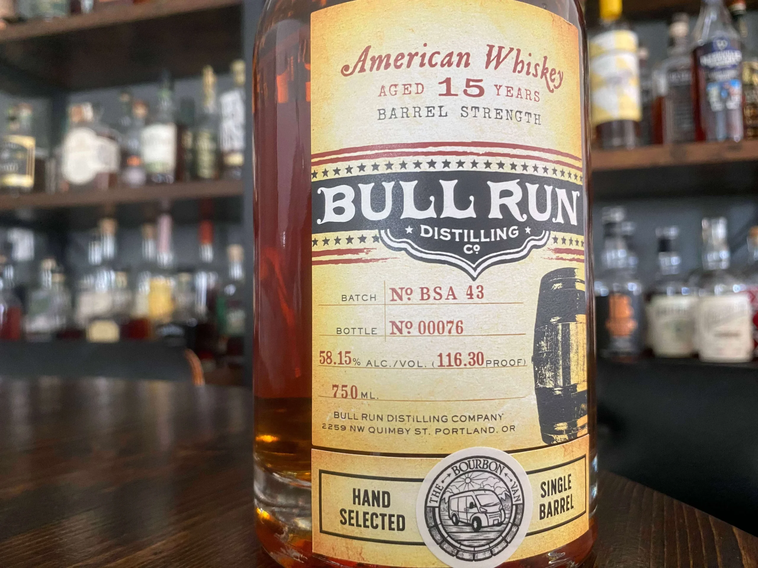 The Bourbon Van Bull Run Single Barrel American Whiskey